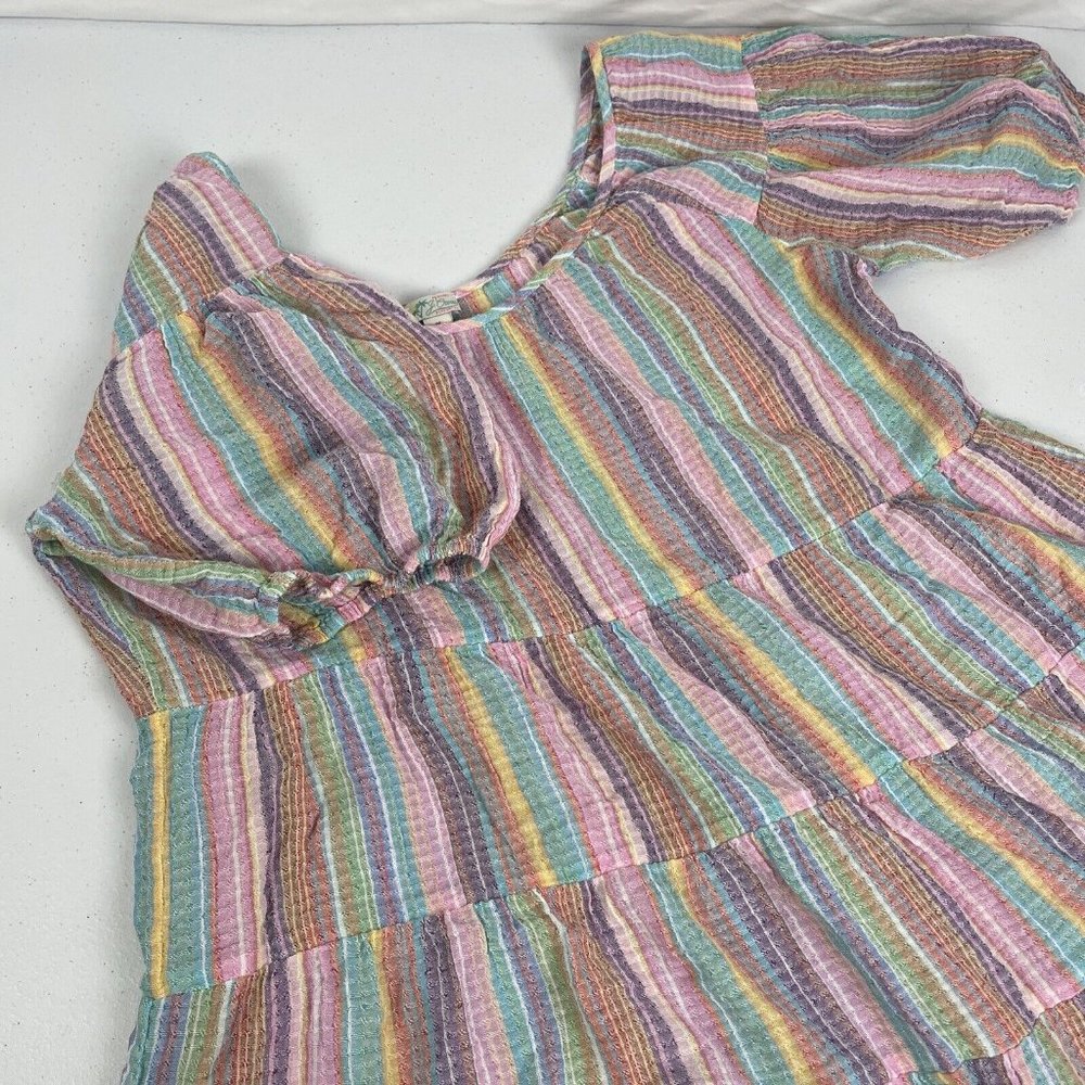 J. Crew Factory Pastel Multi-Stripe Midi Dress